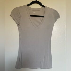 DONATING 10/4 - Express Light Taupe V-Neck Short Sleeve Top
